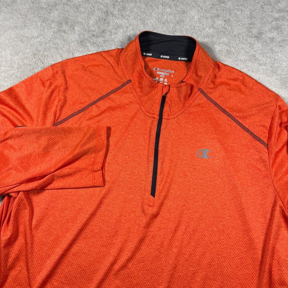 Champion Pullover Mens XXL Orange Powertrain Vapor 1/4 Zip Textured Athletic Top